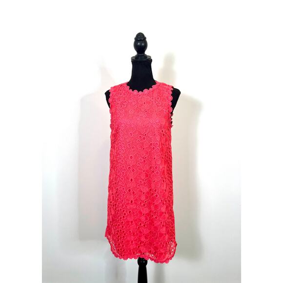 Kate Spade Shore Thing Shift Dress in Coral Size 10 Mini Floral Lace Lined Party - Picture 2 of 6